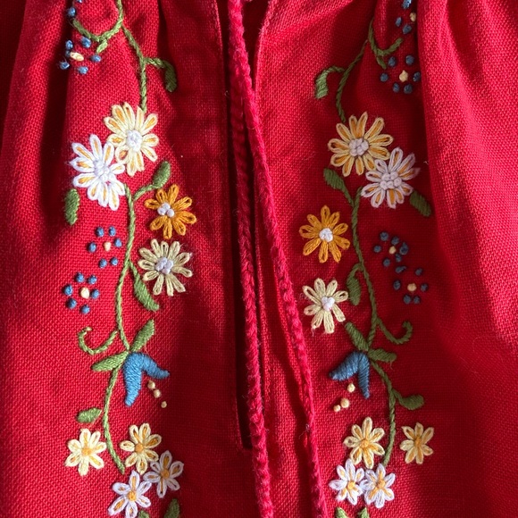 Cutie little girl top, Cotton bohemian embroderie red blouse 2T - Picture 2 of 9